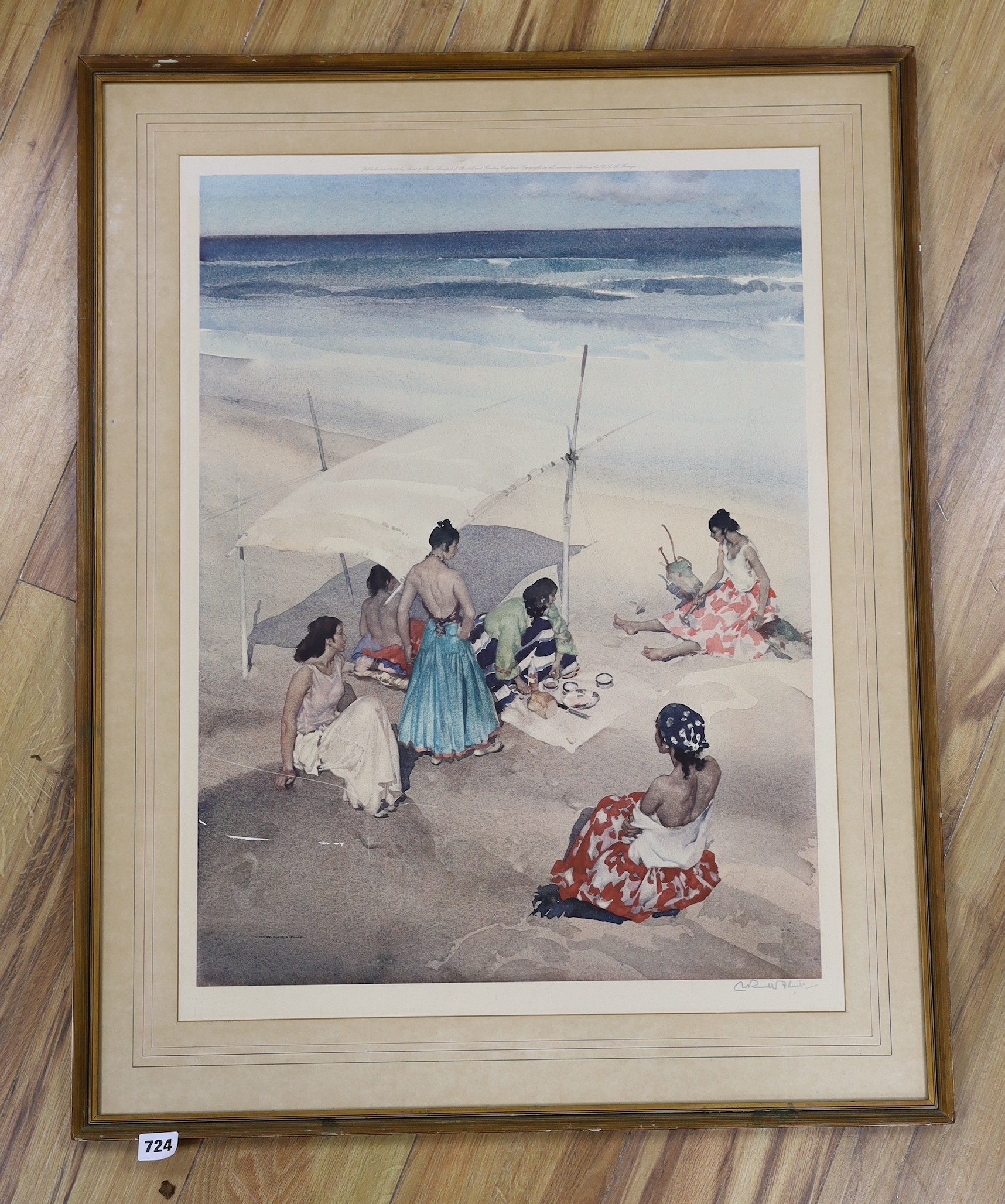 Sir William Russell Flint, colour print, 'Gitanas at La Galera', signed in pencil, 68 x 50cm